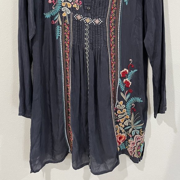 Johnny Was Black Tunic with Multicolor Embroidery - Picture 2 of 8